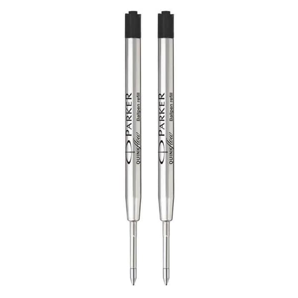 PARKER Quinkflow kulspetspåfyllning, medium spets, svart, blister X 2