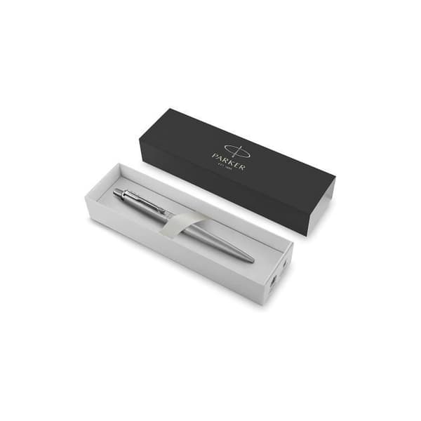 PARKER Jotter - Special Edition XL Monokrom kulspetspenna i stål, kromkant, blå refill med medelspets, presentförpackning
