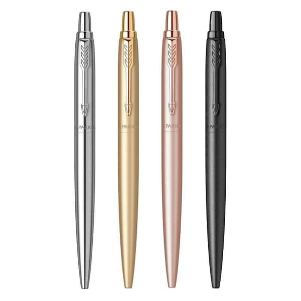PARKER Jotter - Special Edition XL Monokrom kulspetspenna i stål, kromkant, blå refill med medelspets, presentförpackning