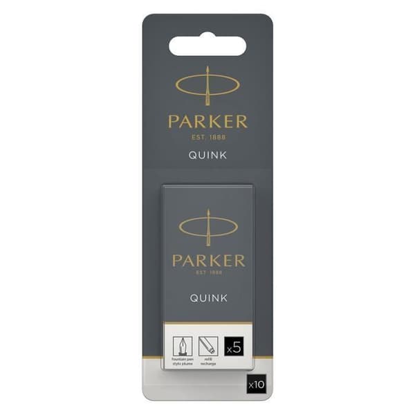 PARKER-blister med 10 Quink-patroner för reservoarpenna, svart bläck