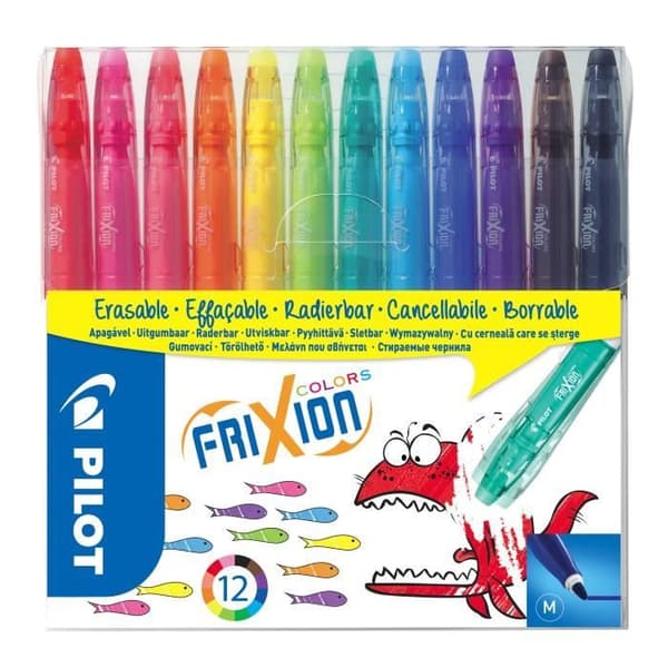 PILOT Frixion Colors x12 - Blandade färger, utplåningsbara färgpennor