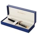 Miniatyrbild 3 av 4: WATERMAN Hemisphere Rollerball-penna, glänsande svart, guldkant, svart refill med fin spets, presentask