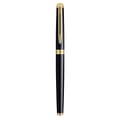 Miniatyrbild 2 av 4: WATERMAN Hemisphere Rollerball-penna, glänsande svart, guldkant, svart refill med fin spets, presentask