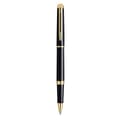Miniatyrbild 1 av 4: WATERMAN Hemisphere Rollerball-penna, glänsande svart, guldkant, svart refill med fin spets, presentask
