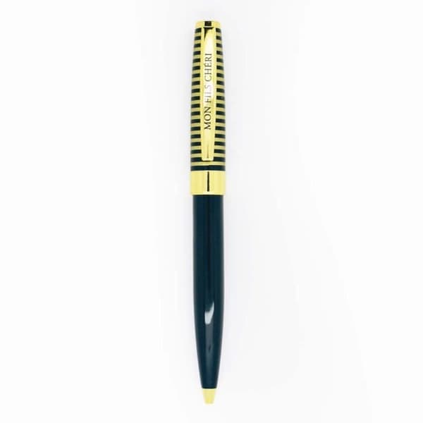 Personlig Penna - Draeger Paris - Pastell Chic - Mörkblå och guld - Retraktabel kulspetspenna - Medelstift