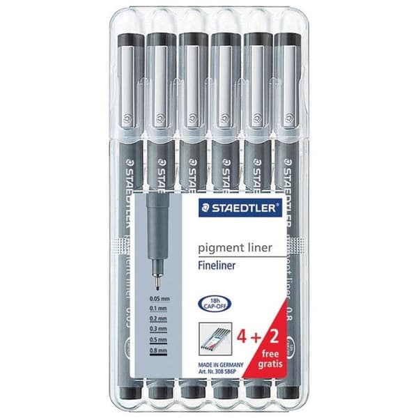 STAEDTLER Etui med 6 kalibrerade spetspennor