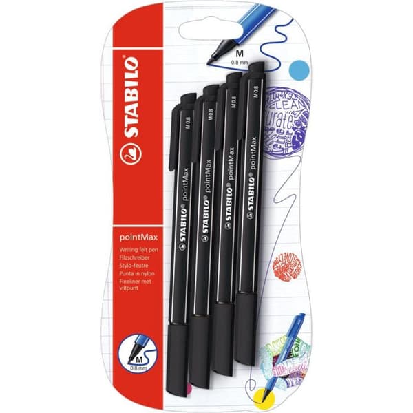 Tuschpennor - STABILO - pointMax - Svart - Medium spets - Ultra resistent