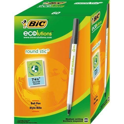BIC ECOlution Kulspetspenna Rund Stic Svart Bo…