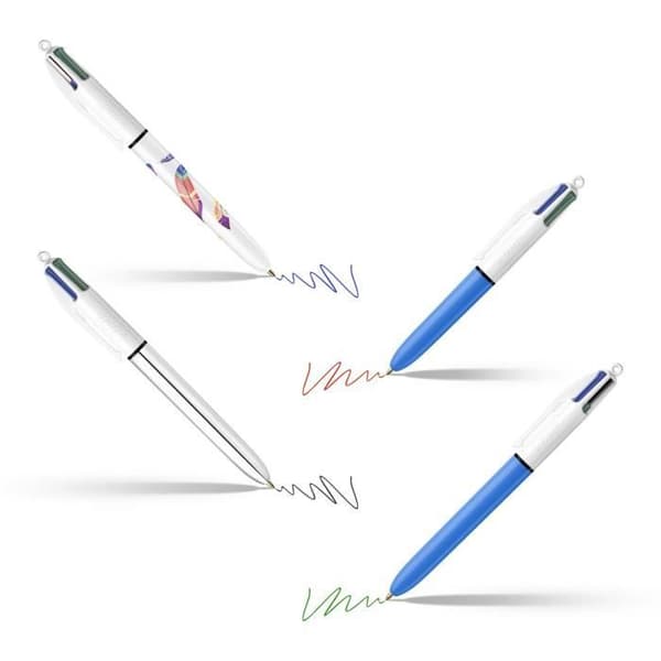 BIC 4 färger infällbara kulspetspennor - Neonpenna med 6 st