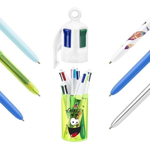 BIC 4 färger infällbara kulspetspennor - Neonpenna med 6 st