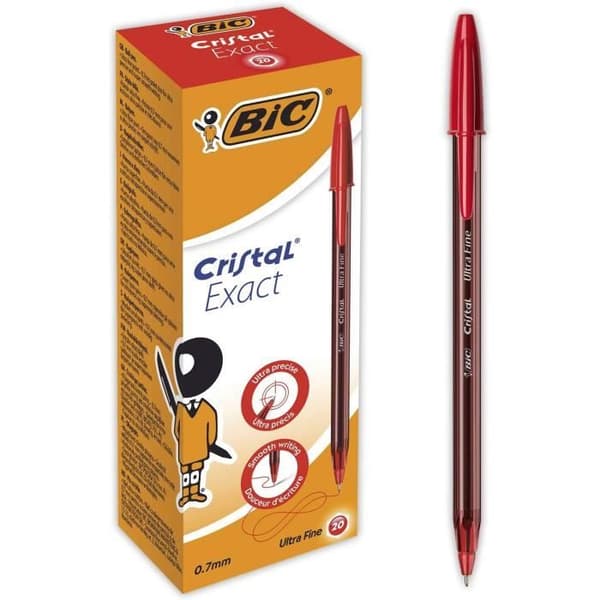 Stylos Bille - Bic - Röd - Förpackning med 20 - Fin spets - Mjuk skrivning