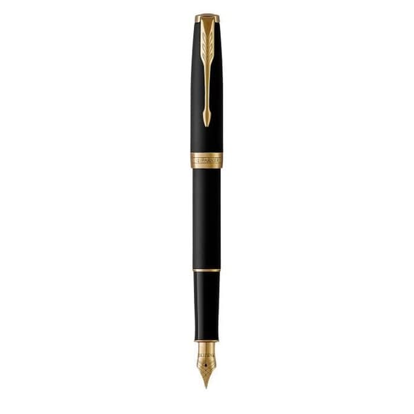 PARKER Sonnet reservoarpenna mattsvart, guldkant, medium spets – presentförpackning