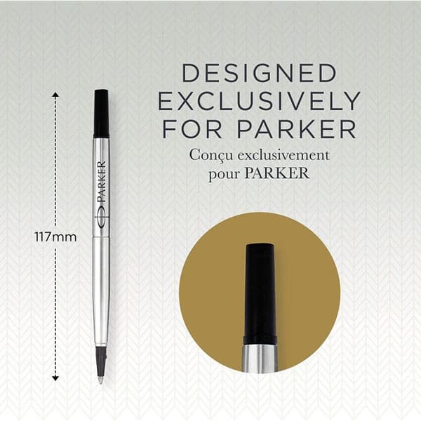 Laddningspatron - PARKER - Quinkflow - Medelspets - Svart bläck - Blister X 1