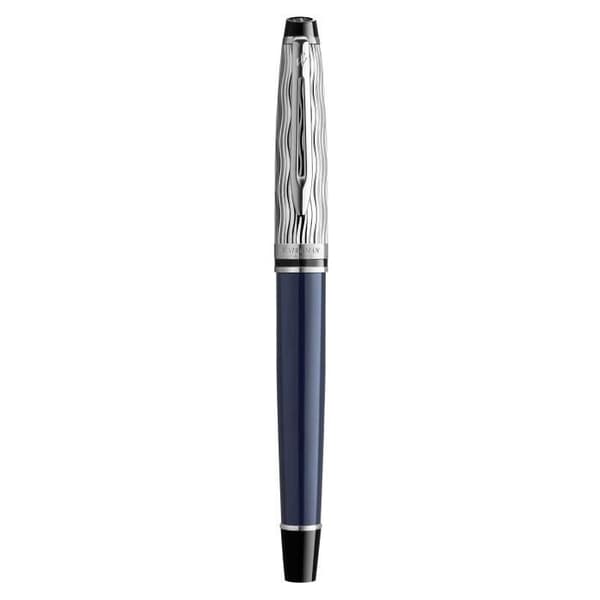 WATERMAN Expert Deluxe reservoarpenna, blå, palladiumfinish, fin spets, blå bläckpatron, presentförpackning
