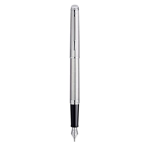 WATERMAN Hemisphere reservoarpenna, rostfritt stål, medium spets, palladiumkant, presentförpackning