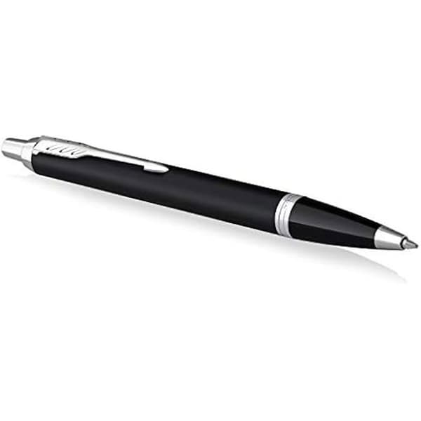 PARKER IM kulspetspenna - Mattsvart med kromfinish - Medium point - Blått bläck - Presentförpackning