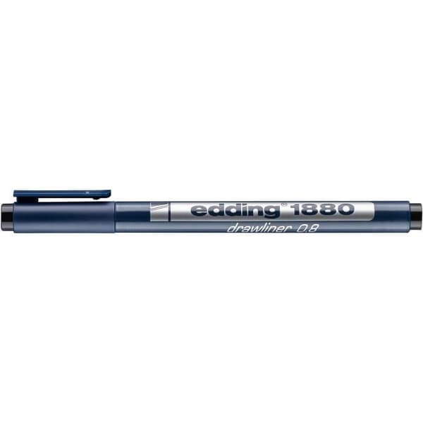 Fin precisionsfiltpenna - EDDING - 1880 - Kalibrerad spets - Svart - Paket med 10