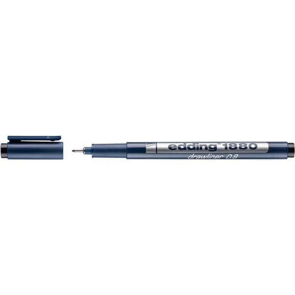 Fin precisionsfiltpenna - EDDING - 1880 - Kalibrerad spets - Svart - Paket med 10