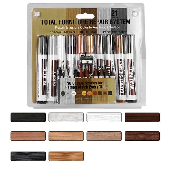 INF Huonekalujen korjauspakkaus - Kosmeettiset tussit ja vahaliidut teroittimella 10 colors