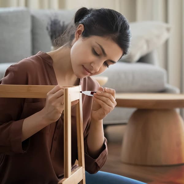 INF Møbelreparationssæt - Touch-up tuscher med voksfarveblyanter og skærper 6 colors