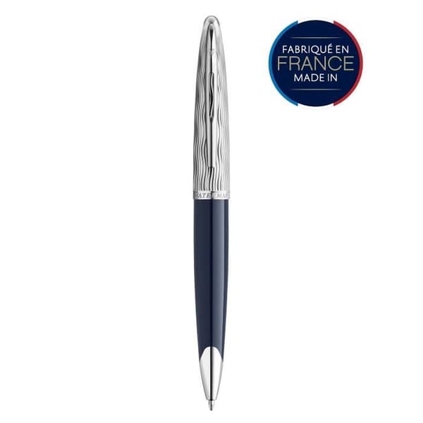 WATERMAN Carène Deluxe kulspetspenna, blå, palladiumfinish, Medium Point Blue Refill, presentförpackning