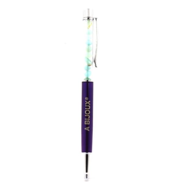 Stift med mineraler - ABIJOUX - Amazonit från Brasilien - Svart bläck - Medium spets - Lila