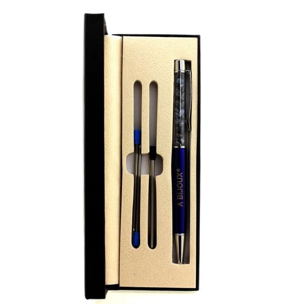 Stylo - ABIJOUX - Saphir brut Madagascar - Återuppladdningsbar - Svart bläck - Unisex