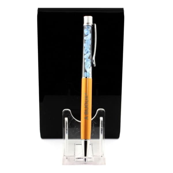 Aquamarin mineralpenna från Brasilien - ABIJOUX - Kulspets - Svart bläck - Medium spets - Påfyllningsbar