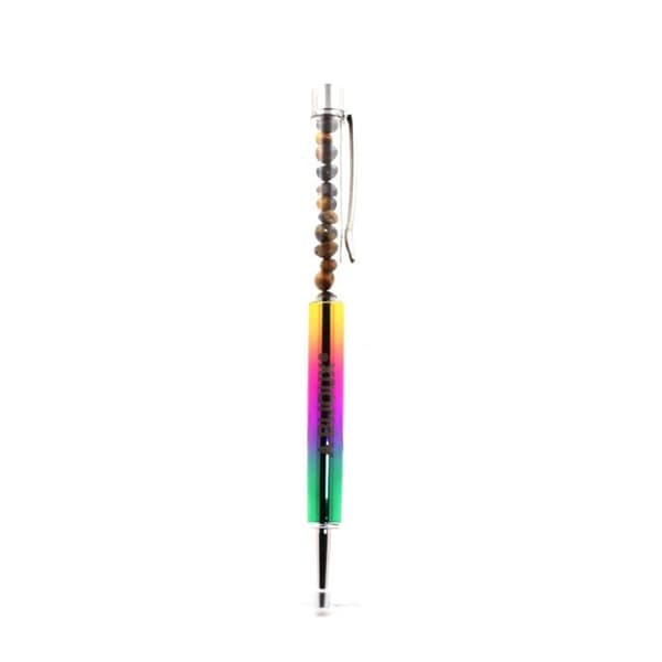 Mineral Pen - ABIJOUX - Tiger Eye - Refillable - Black Ink - Multicolor