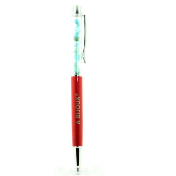 Stylo Mineraler - Larimar - Dominikanska republiken - Ouppladdningsbar - Röd färg - Bläckpenna