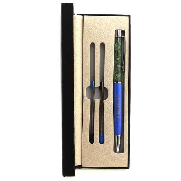 Stylo - ABIJOUX - Grenat Tsavorite brut - Färg blå - Svart bläck - Medium spets