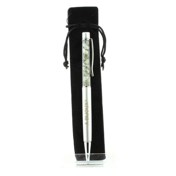 Ballpoint pen - ABIJOUX - Grön rutilkvarts - Batteri - Presentpåse - Vuxen unisex