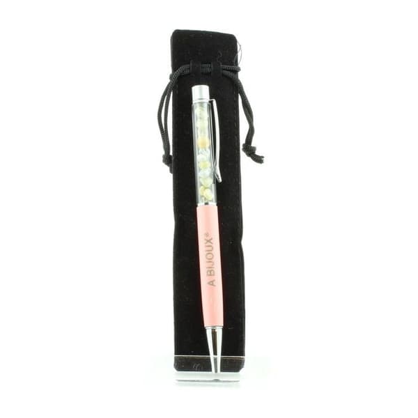 Stylo mineraler - ABIJOUX - Brasilisk topas - Rosa - Kulspets - Svart bläck