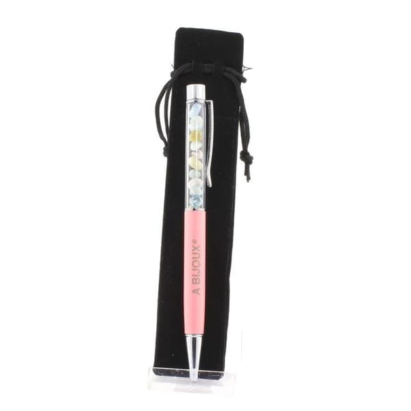Stylo - Stenar och Mineraler - Beryl Morganite - Rosa Färg - Återuppladdningsbar - Svart Bläck