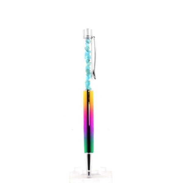Bollpen - ABIJOUX - Apatite Paraiba rå - Svart - Återfyllbar - Färgglad