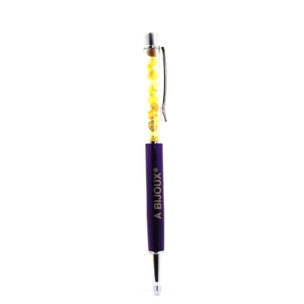 Australian Yellow Opal Mineral Pen - ABIJOUX - Kulspets - Svart - Medium - Påfyllningsbar