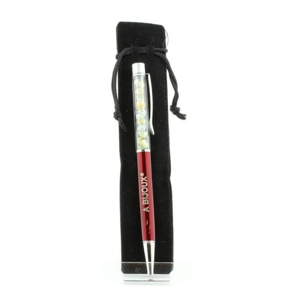 Mineral pen - ABIJOUX - Brasiltopas - Bordeauxröd - Kula - Svart bläck