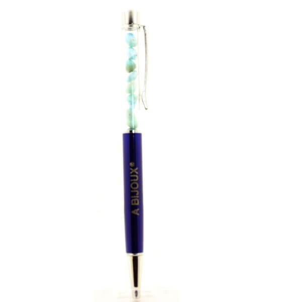 Stylo - Stenar och Mineraler - Larimar - Uppladdningsbar - Svart bläck - Mörkblå färg