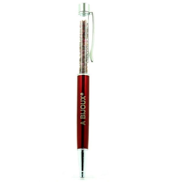 Stift med mineraler - ABIJOUX - Rå rubin - Återuppladdningsbar - Svart bläck - Medium spets