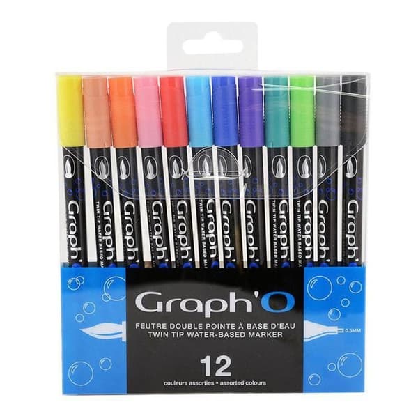 Feutrar - Graph'It - Graph'O - 12 feutrar - Dubbel spets - Blandad
