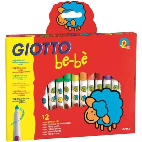 Giotto baby maxi filt säljs i förpackningar om 12 från Legeantdelafete. Spetsen är blockerad och är 5,5 mm i diameter. Från 2 år,