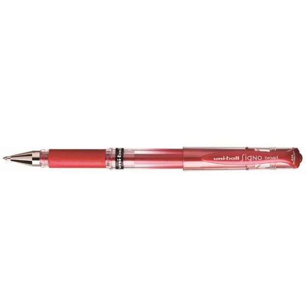 Broad Red Gel Ink Rollerball Penna Metall 1mm - Signo Broad - Röd Färg - Stor spets