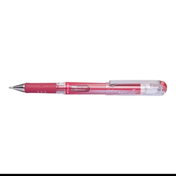 Roller - Pentel - Hybrid Gel Grip DX - Metallisk röd - Gelébläck - Medelspets