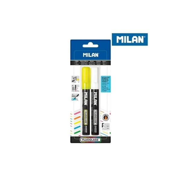Markörer - Milano - Fluoglass - 2 markörer - Gul - Mejslad spets - 2-4mm