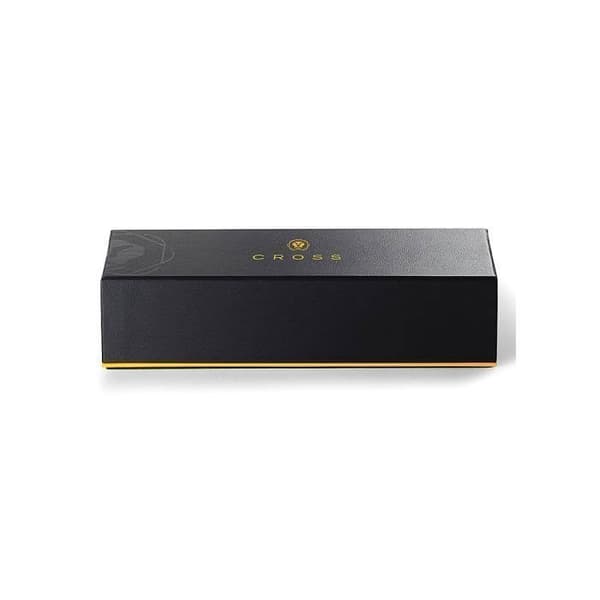 Cross Classic Century Black Lacquer med 23 K guldpläterad kant, utdragbar kulspetspenna med klämma, svart, krom, svart