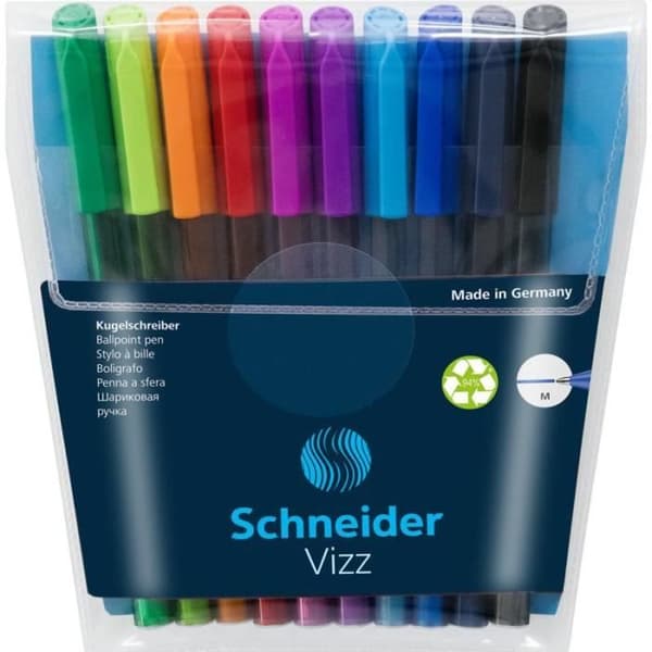 Kulspetspennor - SCHNEIDER - Vizz multipack - Medium spets - Assorterande färger - Ej påfyllningsbara