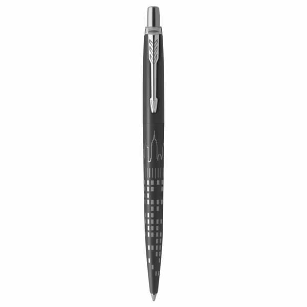 Parker Jotter Special Edition New York Kulspetspenna, Black Satin Body, NYC Towers Design, Medium Point, Blue Ink, Presentbox