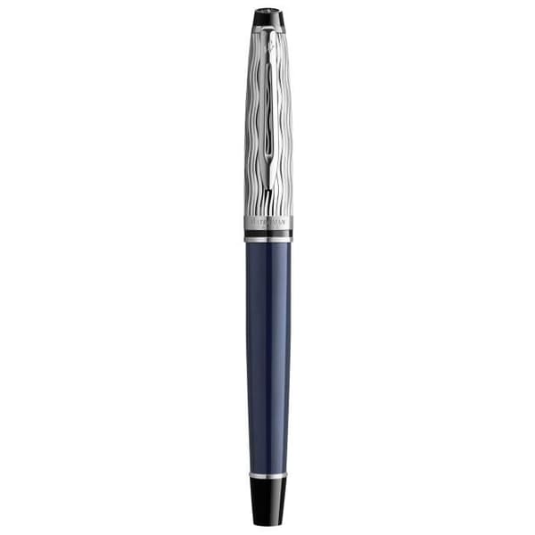 WATERMAN Expert Deluxe Rollerball Penna, blå, palladiumfinish, Fine Point Black Refill, presentask