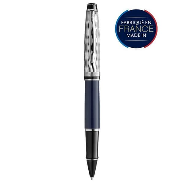 WATERMAN Expert Deluxe Rollerball Penna, blå, palladiumfinish, Fine Point Black Refill, presentask