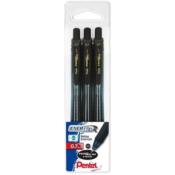 Pentel Energel Roller gel x 0,7 Kulspet noir - 3 stycken - BL107